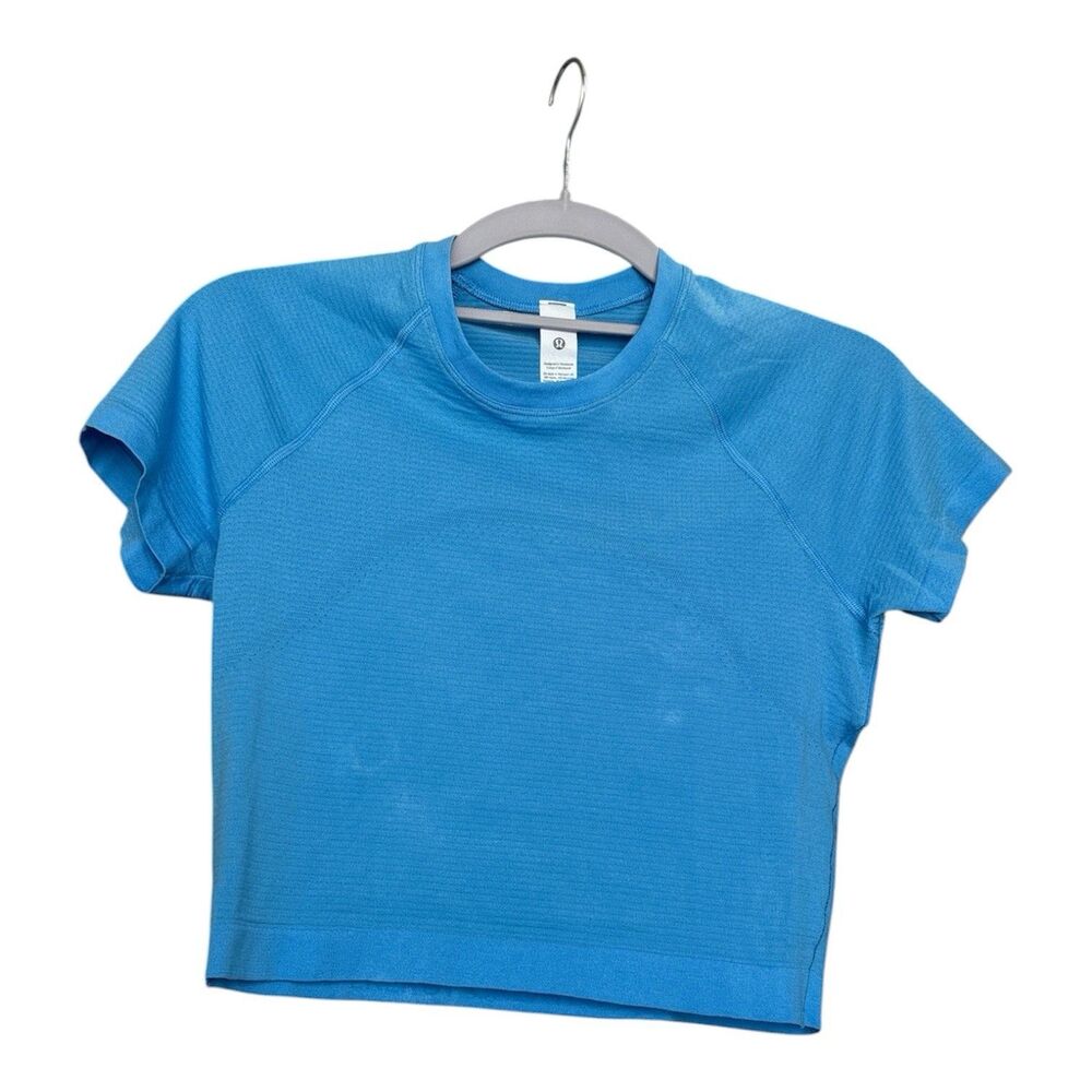 Lululemon Swiftly Tech Cropped Short-Sleeve Shirt 2.0 Ocean Wave Blue OAVE Sz 6